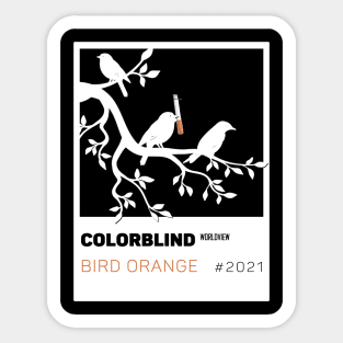 BIRD ORANGE - white card  by COLORBLIND WorldView Sticker